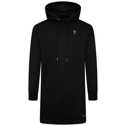 Hooded Sweatshirt Dress - Black/Brushed Metal - Organic Cotton & Recycled Polyester