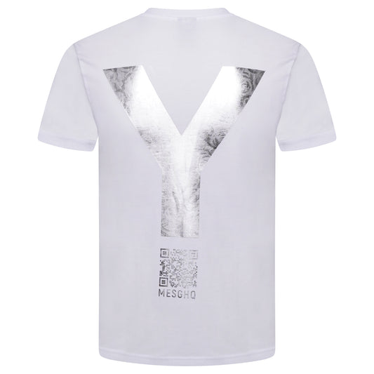 T-Shirt - White/Silver Floral - 100% Organic Cotton