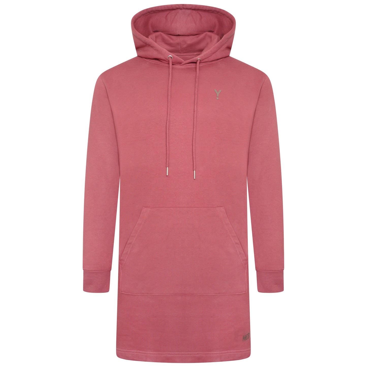 Hooded Sweatshirt Dress- Hibiscus/Brushed Metal  - Organic Cotton & Recycled Polyester