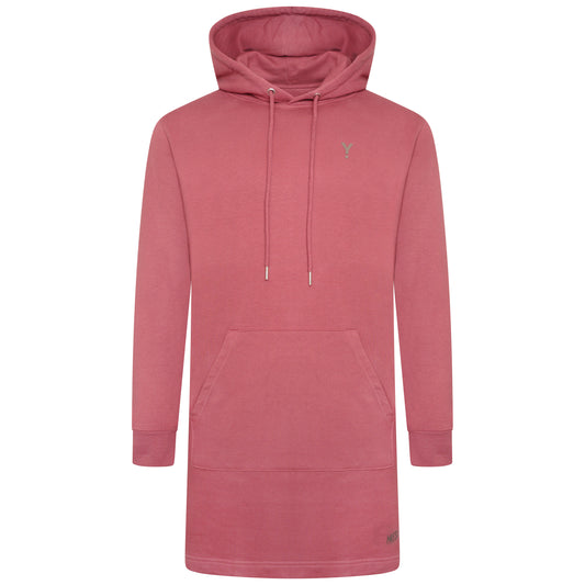 Hooded Sweatshirt Dress- Hibiscus/Brushed Metal - Organic Cotton & Recycled Polyester