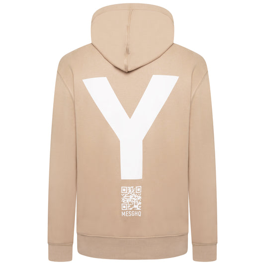 Hooded Sweatshirt - Sand/White - Organic Cotton & Recy Polyester