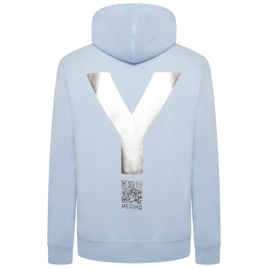 Hooded Sweatshirt - Blue/Silver- Organic Cotton & Recy Polyester