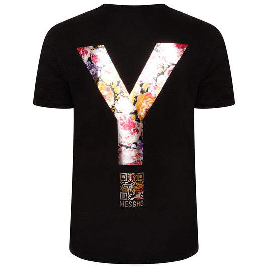 T-Shirt - Black/Metallic Floral - 100% Organic Cotton