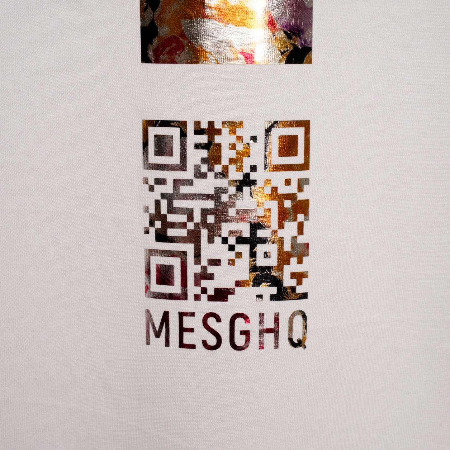 Oversized T-Shirt - White/Metallic Floral - 100% Organic Cotton