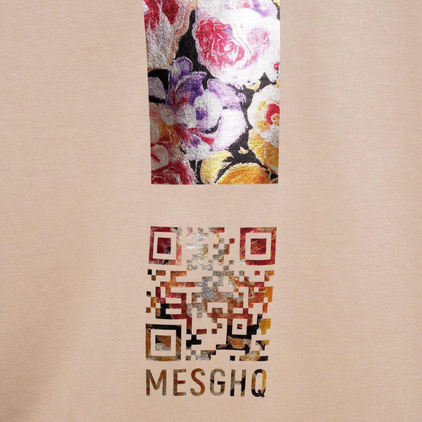 T-Shirt - Sand/Metallic Floral - 100% Organic Cotton