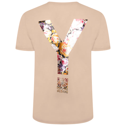 T-Shirt - Sand/Metallic Floral - 100% Organic Cotton