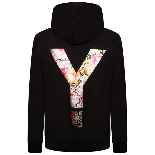 Hooded Sweatshirt - Black/Metallic Floral - Organic Cotton & Recycled Polyester